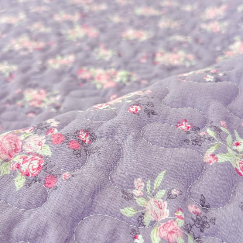 1Pc Purple Flower Quilted Bedspreads For Bed Thick Patchwork Blanket Single/Queen/King Floral Style Quilted Duvet Soft Bedspread