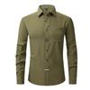 Men's High-End Long-Sleeve Stretch Dress Shirt - European & American Sizes, Solid Color Business Casual Top