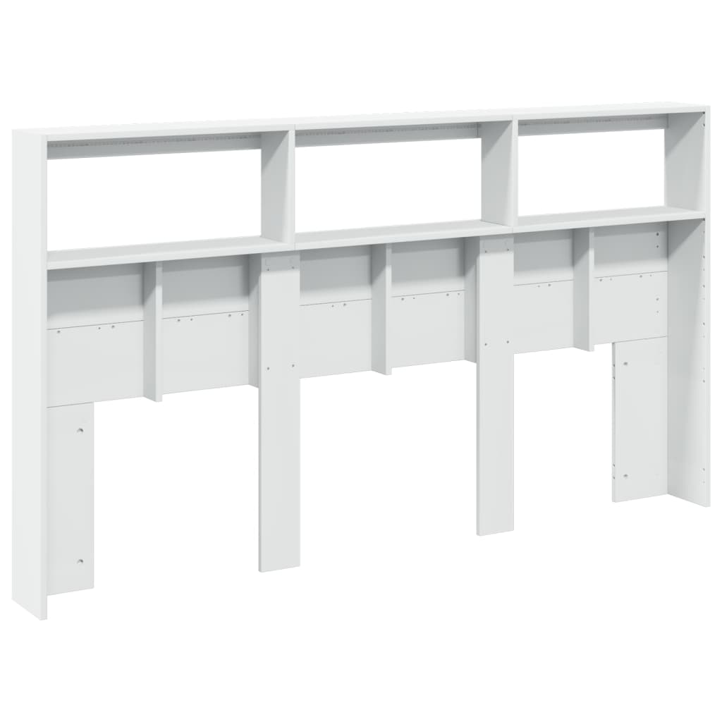 LED Headboard with Shelves White 180 x 17 x 102 cm