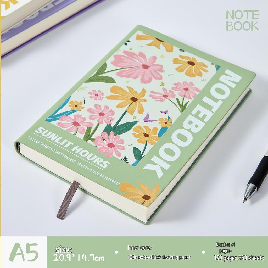 Hand-Painted Floral A5 Notebook - Customizable High-Value Journal with Logo Printing Capability