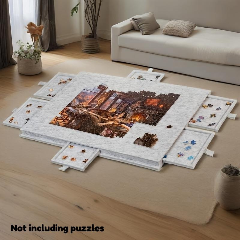 

1 Set Tilting Puzzle Board with 6 Drawers, 2-in-1 Lid & Stand, Portable Felt Surface for Organizing 1000+ Pcs, Home Decor