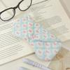 Cute Floral Corduroy Glasses Pouch with Snap Closure Eyeglass Sleeve Cover for Women Portable Quilted Sunglasses Case