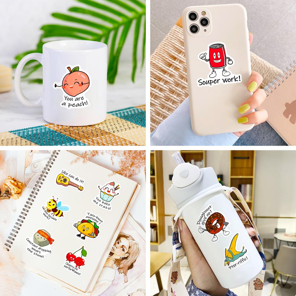 50 Homophonic Terrier Stickers Temu English Pun Fun Reward Kids Cute Student Stickers