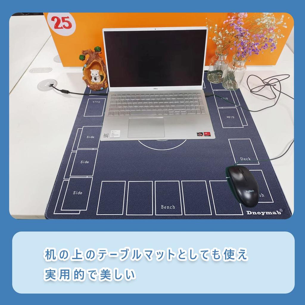Dnoymab Full Size Playmat Card Game 3mm Thick Rubber Playmat for 2 Players Storage Bag 60x60cm Non-Slip (Gray Blue)