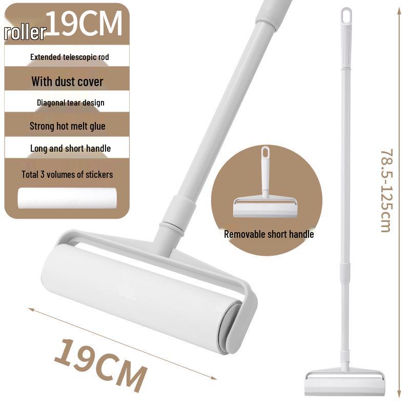 Fusselrolle mit langem Griff: Haar- und Staubentfernungs-Klebepinsel mit abreißbaren Rollen für Boden und Bett.