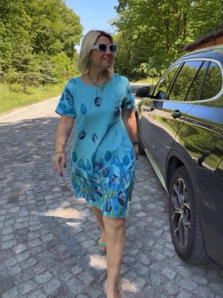 2025 Summer Floral Print Casual Loose Round Neck Dress