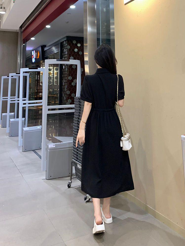 French Black Summer 2026 Hepburn-Inspired Slim Fit Chiffon Long Dress Skirt