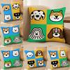 Cartoon Simple Lines Dog Pillow Case Anti-dustmite Pillowcase Invisible Zipper Silky Short Plush Sofa Cushion Cover