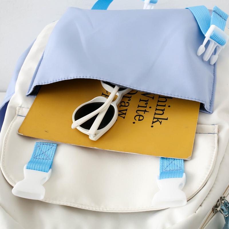 Four-Piece Backpack Set Student Schoolbag Cartoon Women's Color Block Backpack for Girls Letter Backpack