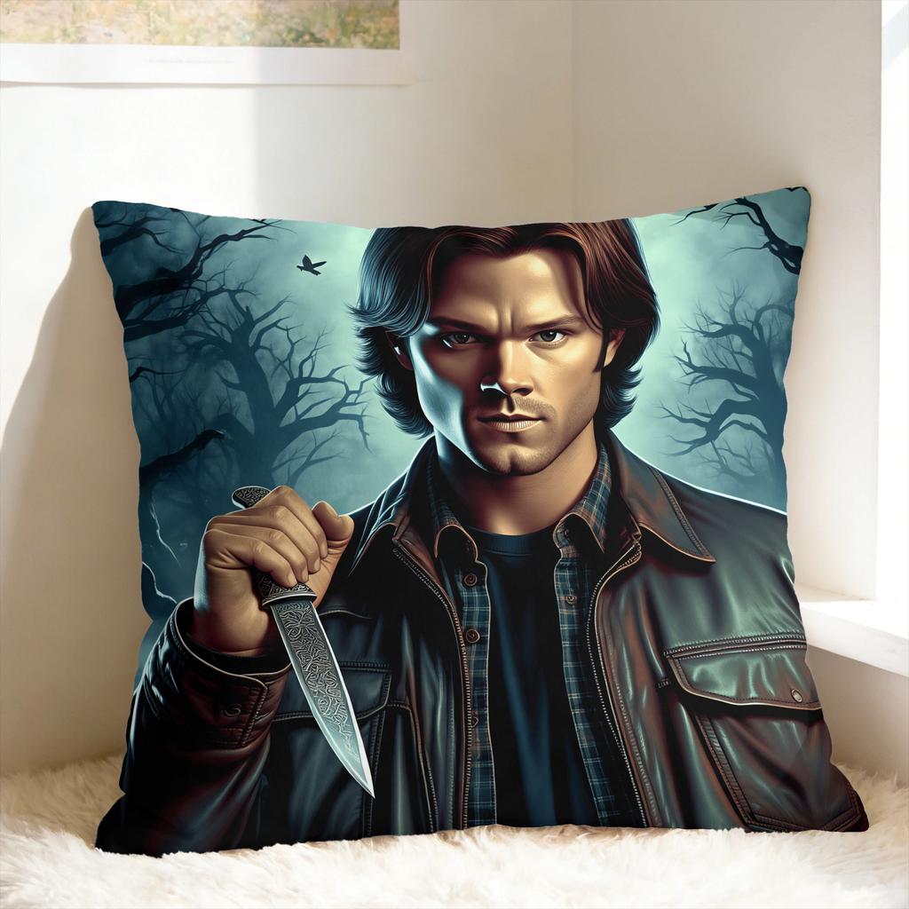 Sam Winchester Supernatural Collage Printed Pillow Cover Comfy Cushion Cover Vintage Pillow Case For Chair Sofa Home Decor