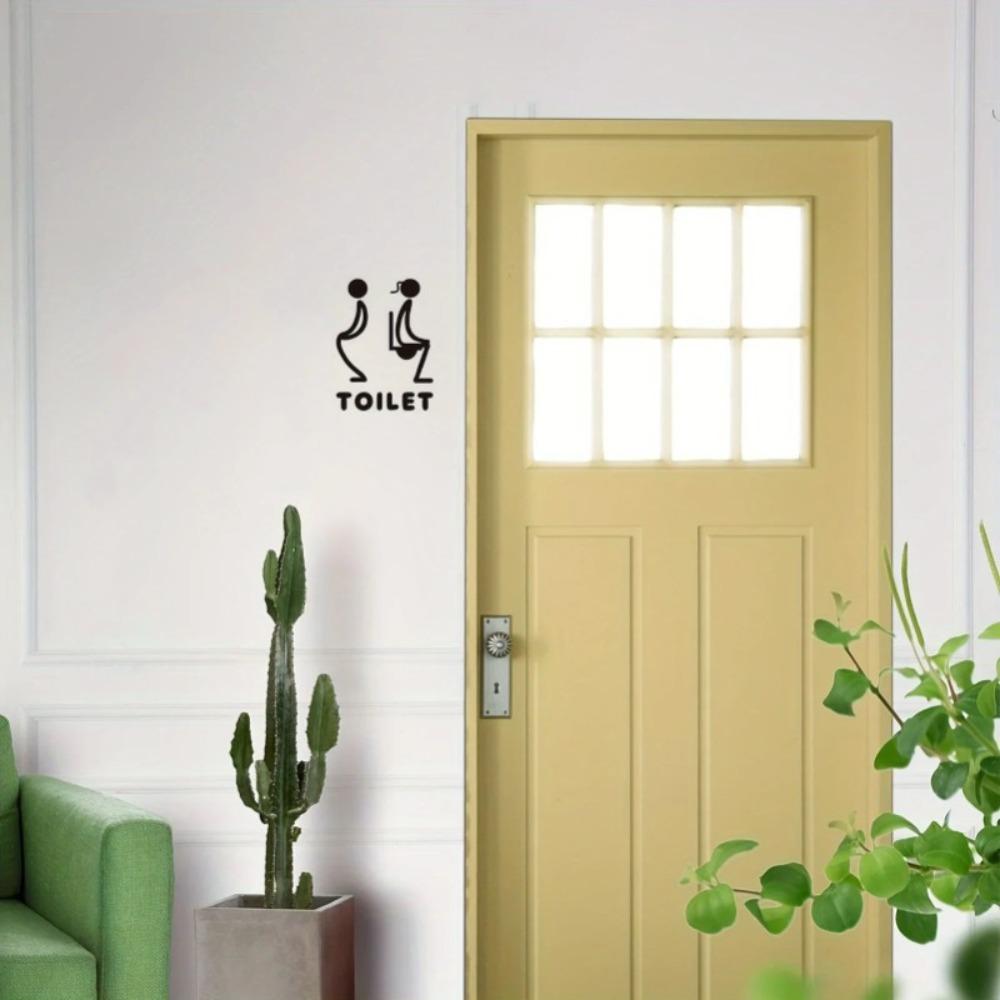 

Black Metal Floating Wall Art for Toilet Bathroom Door Apartment Decor Sign белый