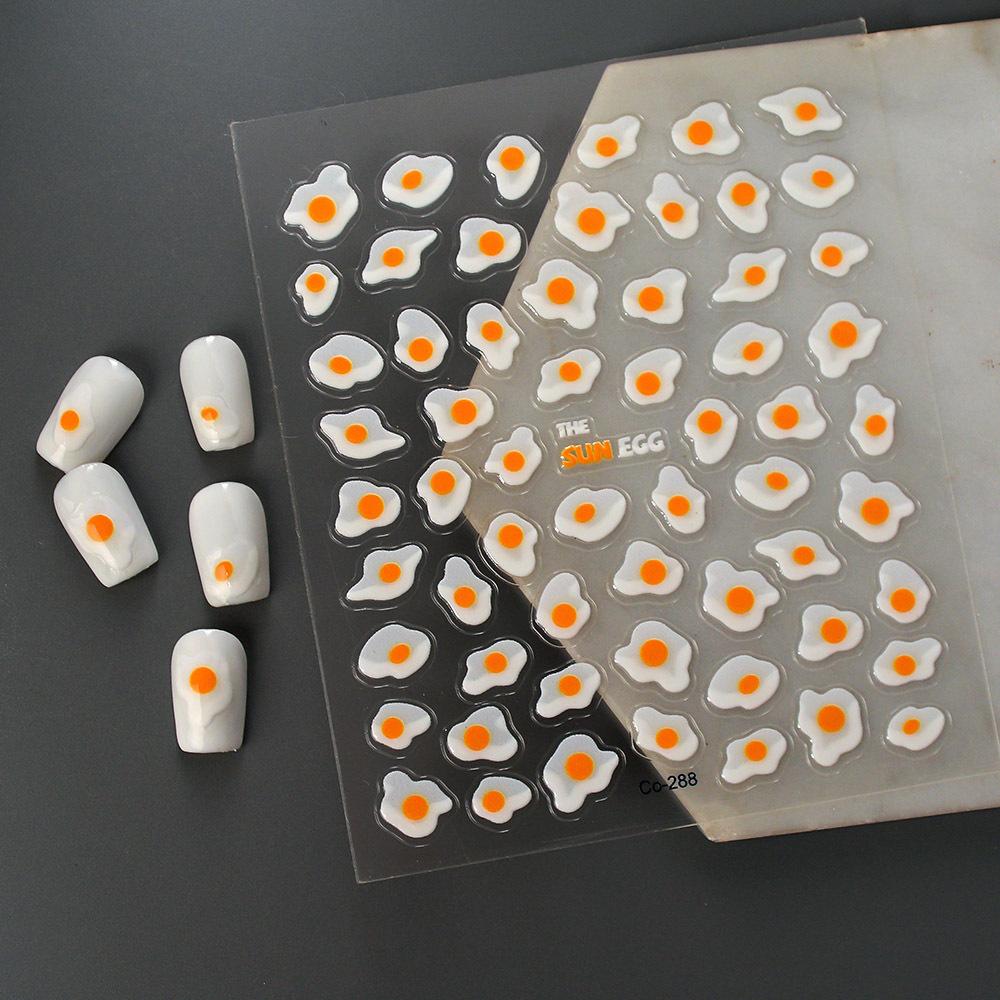 

Наклейки и наклейки для ногтей с жареным яйцом - Глянцевое покрытие, Неправильный геометрический узор, Тема еды, Самоклеящиеся