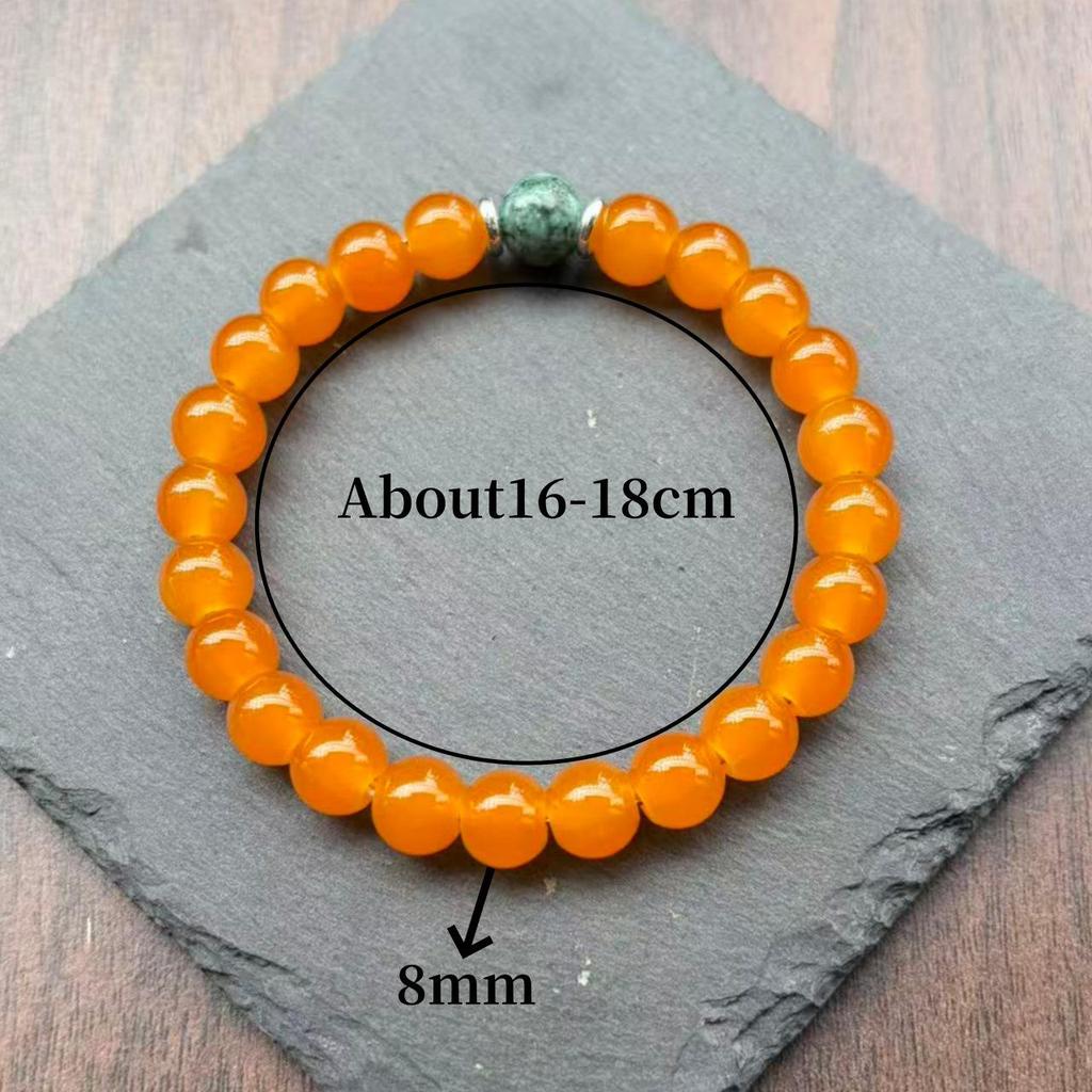 TK Healing Crystal Elastic Bracelet - Orange & Turquoise Stones for Prosperity & Good Luck, 8mm