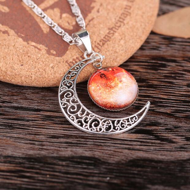 Interstellar Starry Sky Moon Gemstone Necklace