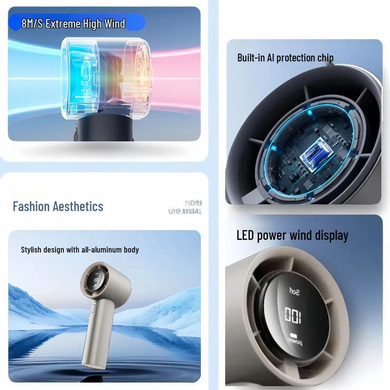 New Style High-End Portable Mini USB Fan: Customizable, Handheld or Desktop, with Digital Display