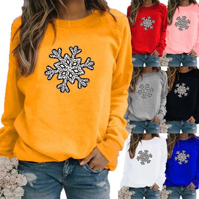 Winter Women's Casual Long-sleeved Santa Claus Print Sweatshirt Ladies Round Neck Loose T-shirt Plus Size Tops Long Sleeved Sweater