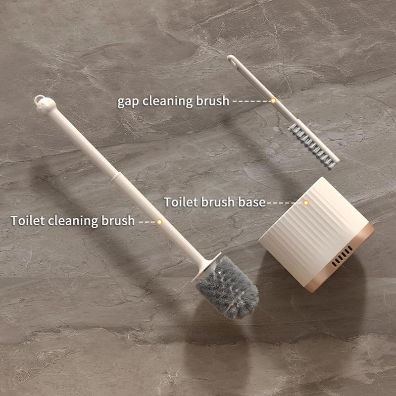 Silicone Wall Mount Toilet Brush Set Quick Dry Drain Base Efficient Gap Cleaning for Bathroom Use