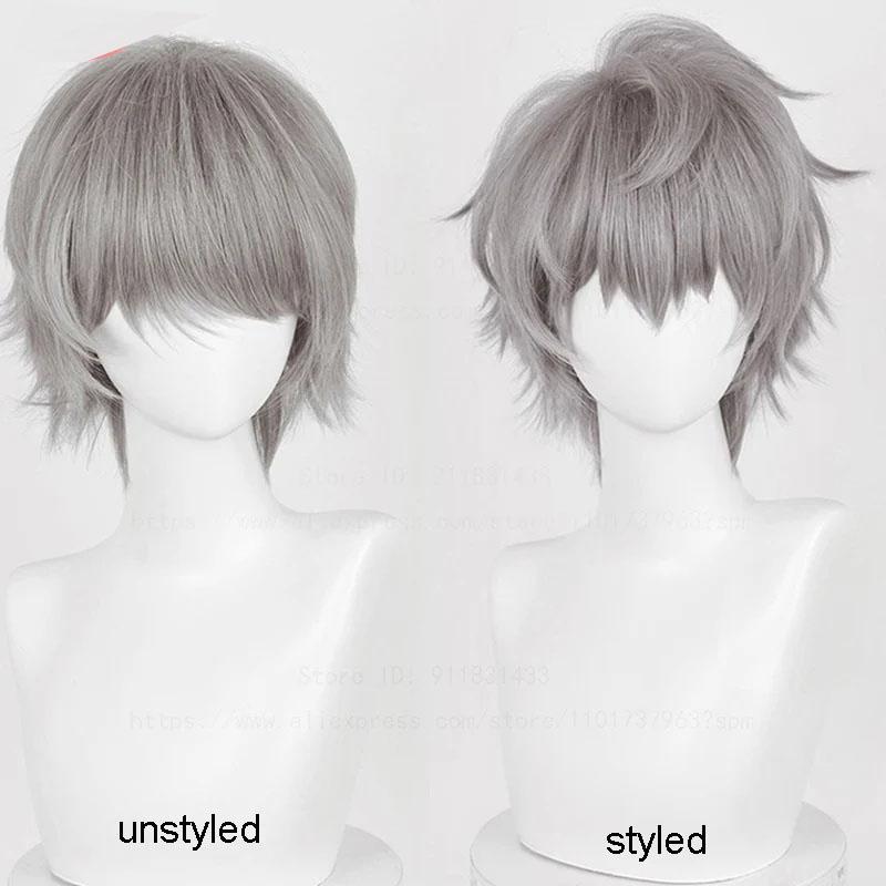 Vysoce kvalitní Till Cosplay paruka krátká stříbrně šedá žáruvzdorná syntetická paruka pro anime cosplay + paruková čepice