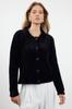 Women's Fashion Stylish Cardigan Black Shaggy Polo Collar Knitwear Cardigan