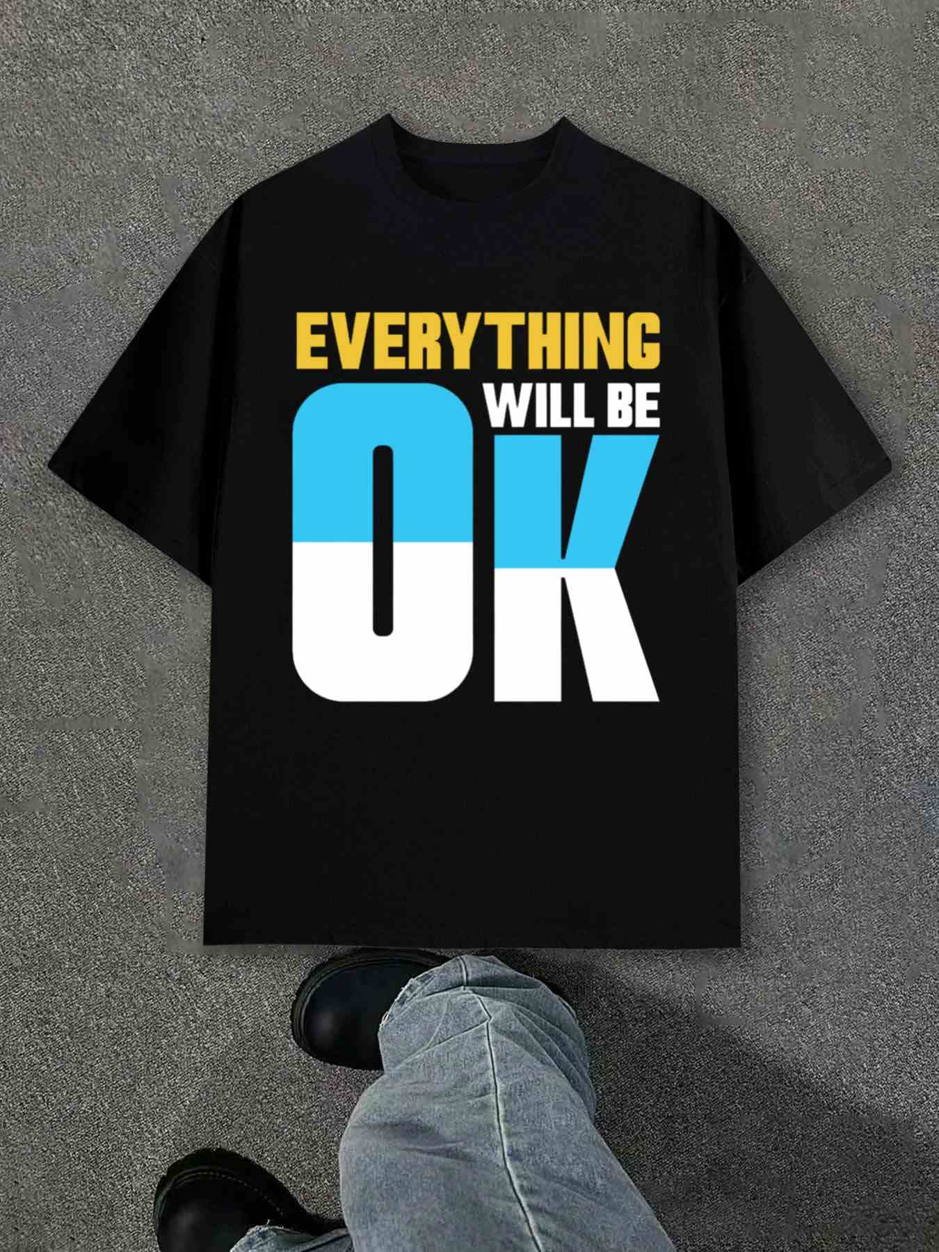 Men s T-Shirt Y2K Everything Will Be Ok Black S