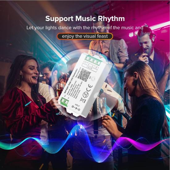 SEZO C03W WiFi Bluetooth RGB LED Strip Controller Group Control Support Tuya Smart Life APP/Voice Control Compatible with LM091 LM096 LM007 LM097 RGB