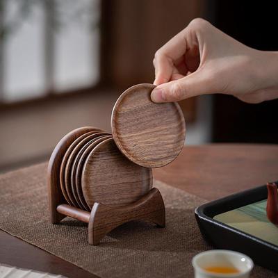 6 Pieces Wood Coaster Mugs Pads Reusable Coffee Mug Placemat Multipurpose Cup Mat Insulation Pad for