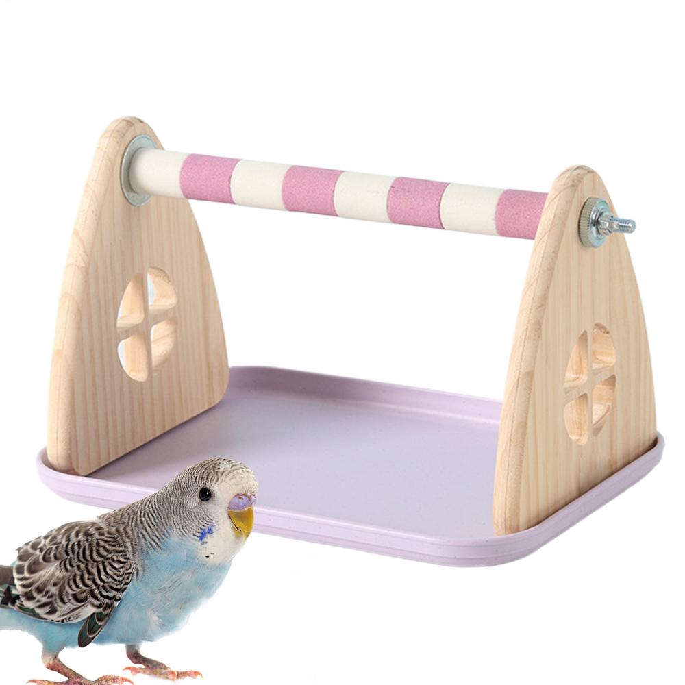 Bird Perch 5-in-1 Interactive Enrichment Toys Bird Perch Stand Parrot Toys with Tray for Standing Paw Grinding Climbing Playing