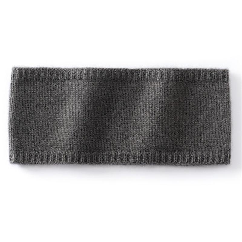 Autumn and winter new cashmere blended warm knitting flat solid color pullover cashmere headband women's black