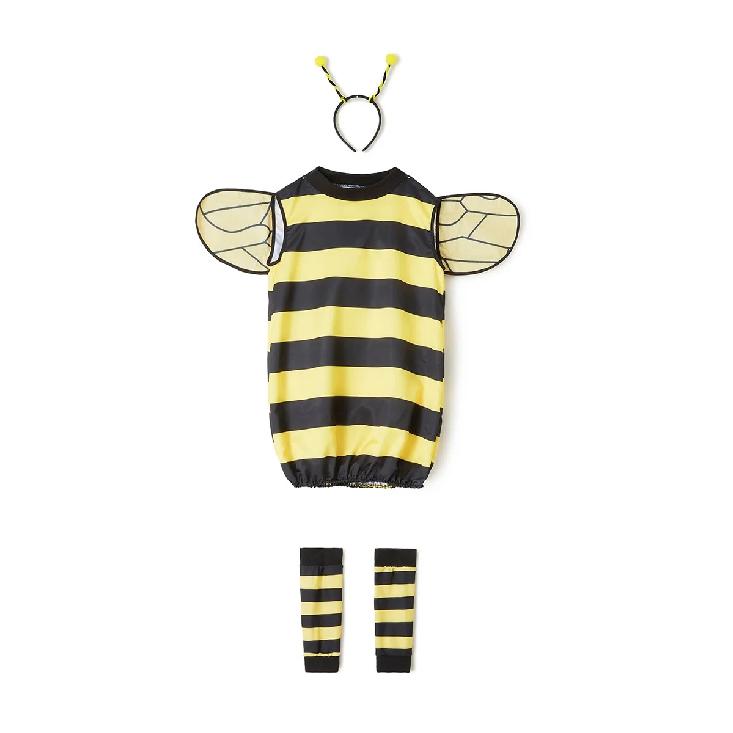 Bee Costumes for Women, Halloween Honey Bee Costume Adult Kids Little Bee Costume, Antennae Headband+Dress+Wings+Leg Warmers