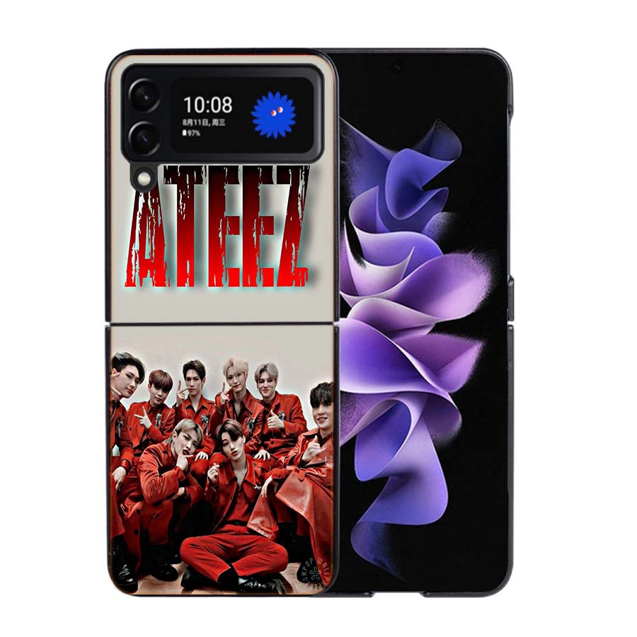 K-KPOP A-ATEEZ Coque Case For Samsung Galaxy Z Flip 7 6 Flip4 Flip5 Zflip3 Black Hard PC Phone Shell Protective Cover