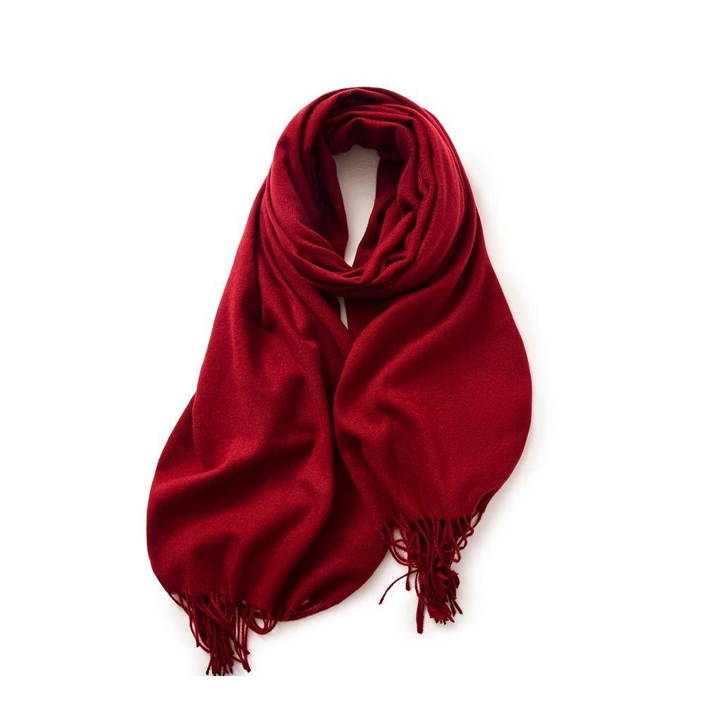 

Solid Color Neckerchief Thicken Neck Scarf Winter Warm Pashmina Shawl Wraps Women червоний
