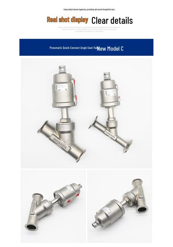 304 Stainless Steel Pneumatic Quick Connect Angle Seat Valve with Plastic Head