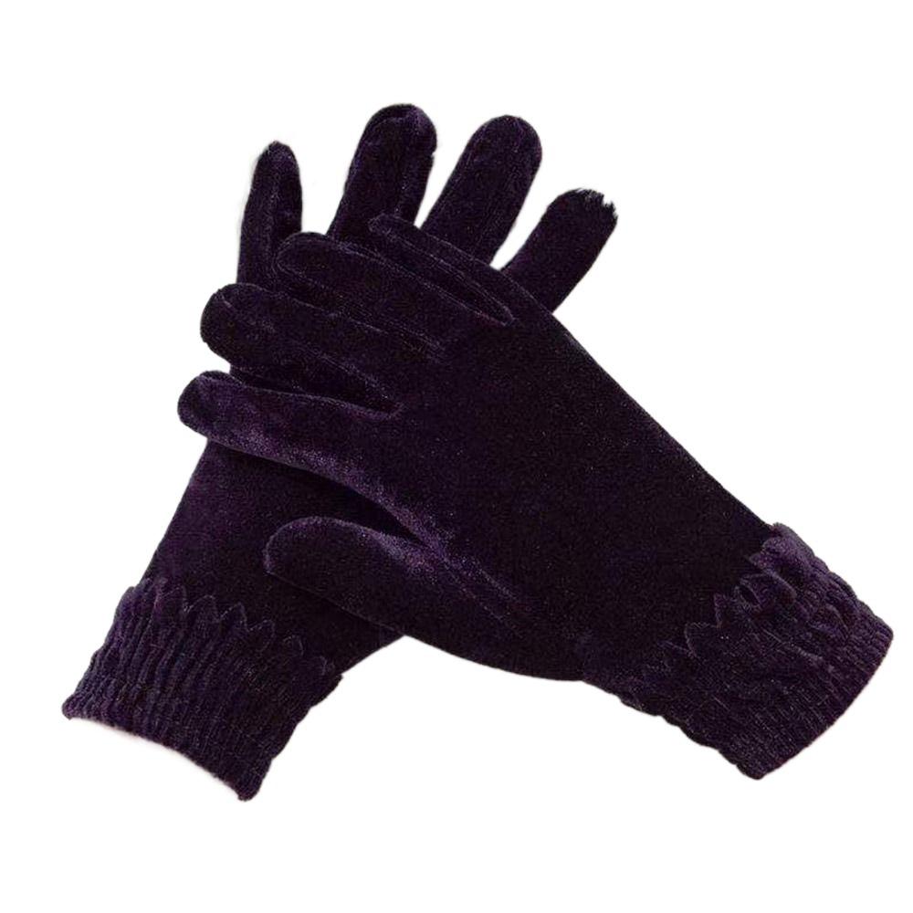 Fashion Thick Velvet Gloves Solid Color Full Finger Mittens Riding Driving Gloves Autumn Winter