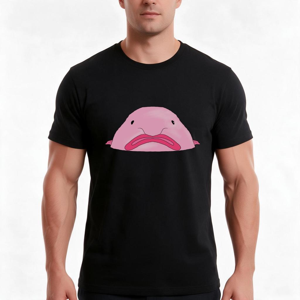 Blobfish Tshirt Summer Casual Cotton Tee Oversized Streetwear Tops Vintage Graphic Print Loose Fit Short Sleeve