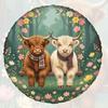 1pc Spare Tire Cover Two Fluffy Highland Calves On Floral Swing Weatherproof Dustproof Wheel Protectors Universal Wheel Covers F