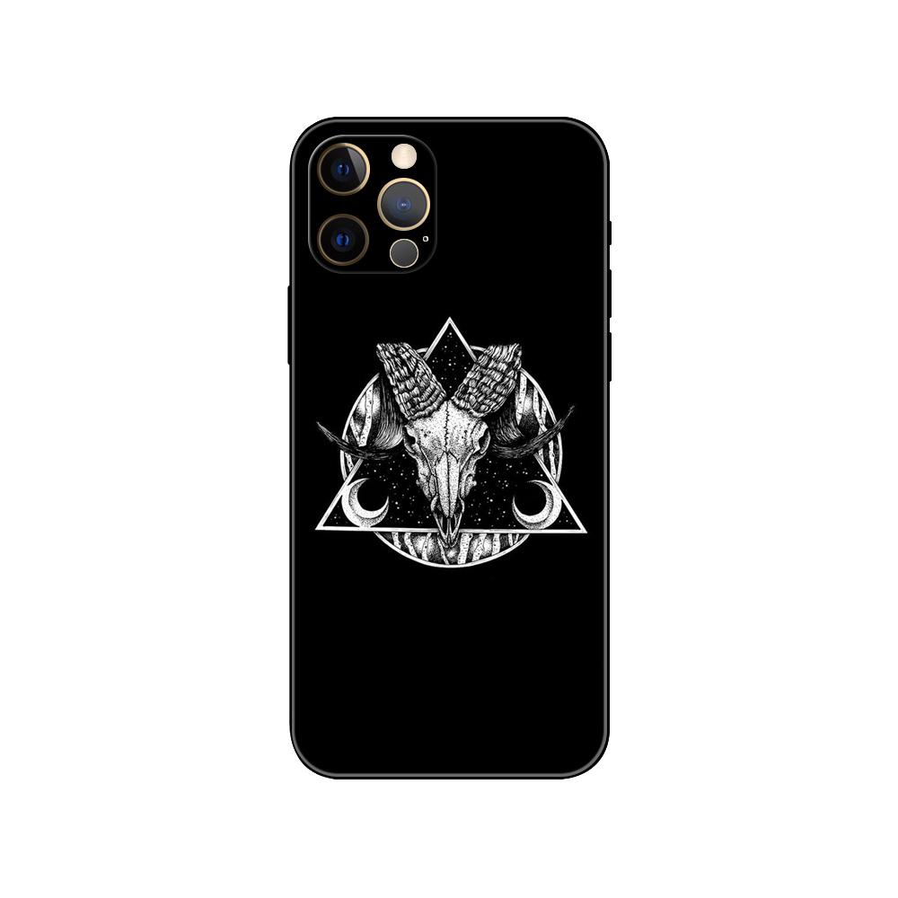 Black tpu case for iphone 5 5s se 2020 6 6s 7 8 plus x 10 XR XS 11 12 13 mini pro MAX back cover Pentagram 666 Demonic Satanic