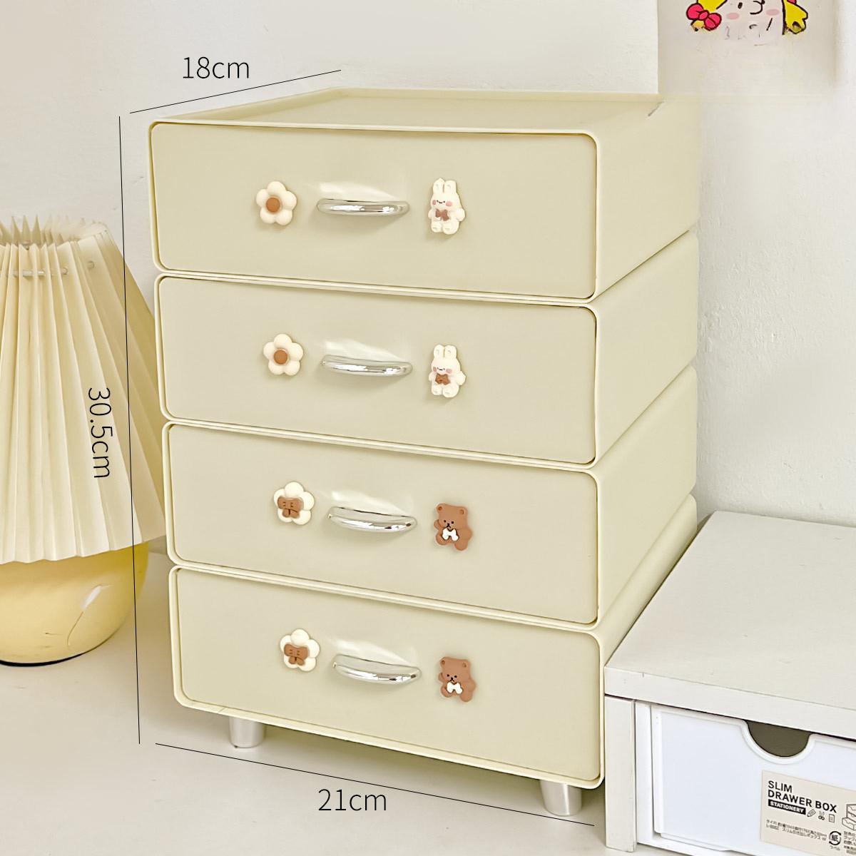 

Кремовый ящик для хранения на рабочем столе, ящик для органайзера для макияжа, симпатичный студенческий стол, полка для канцелярских принадлежностей 4 layers can be stacked кремовый/белый