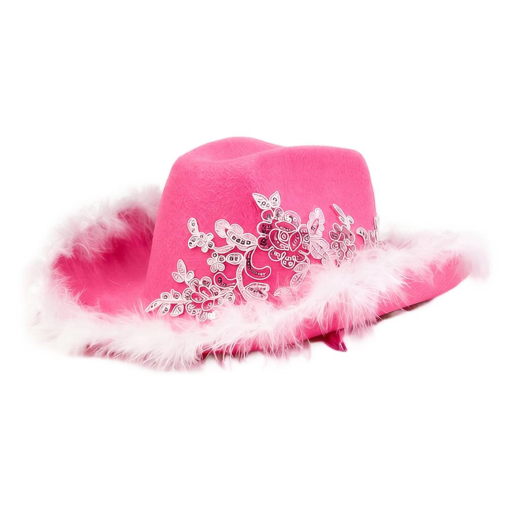 Adult Western Hat with Lace Trim and for Costume Party