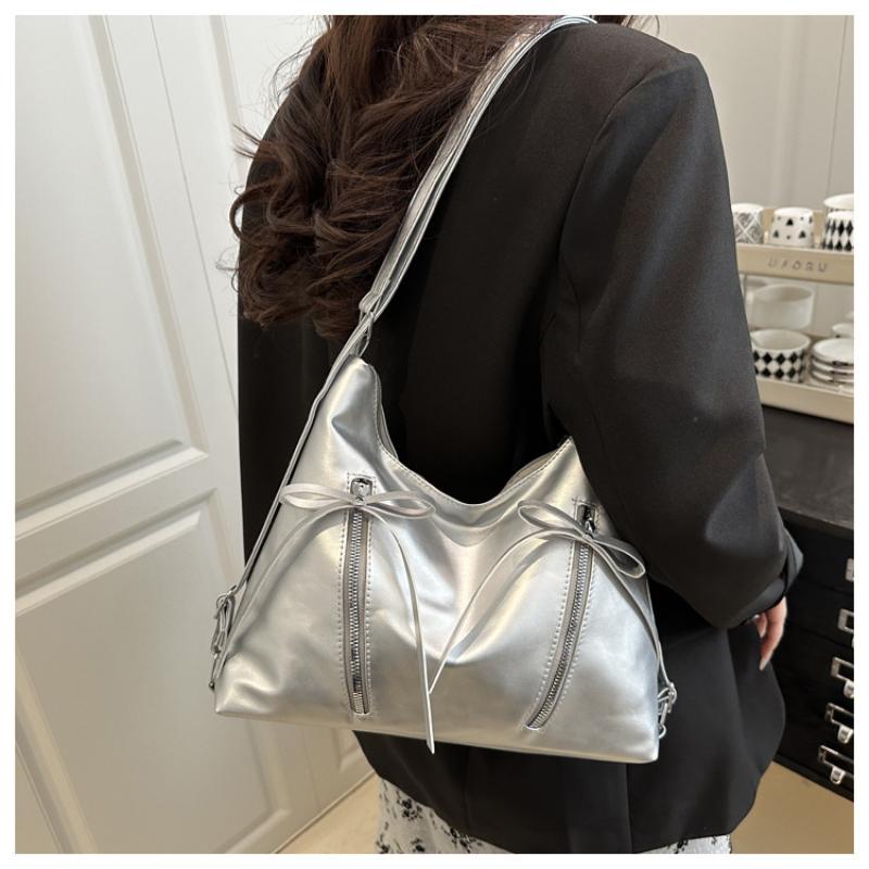 Retro Large Capacity Soft Leather Tote Bag With Knot Casual Double Shoulder Bag Trendy Sle Women'S Handbag