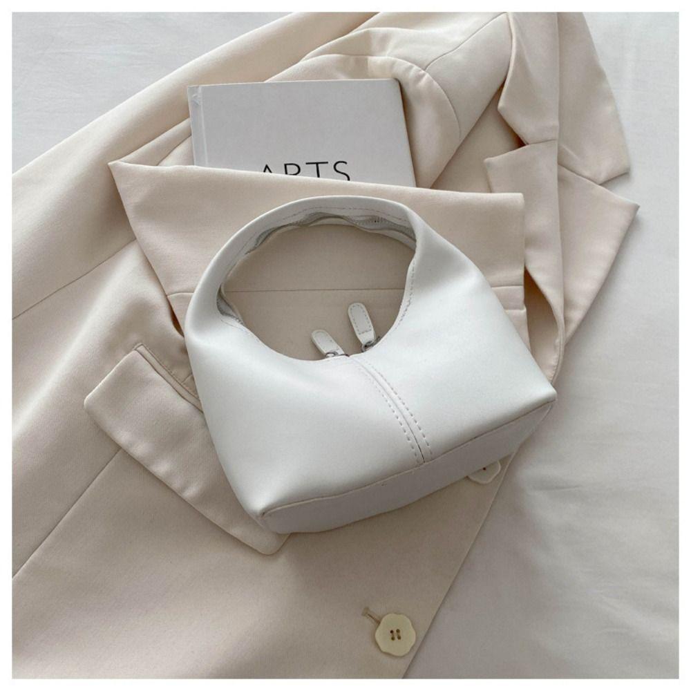 Small Bag Pu Leather Handbag Candy Color Crescent Bag Fashion Underarm Bag  Travel