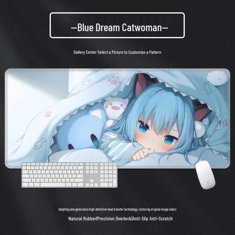 Extra Large Anime Esports Mouse Pad with Stitched Edges for Men and Women, Computer Desk Mat and Keyboard Pad