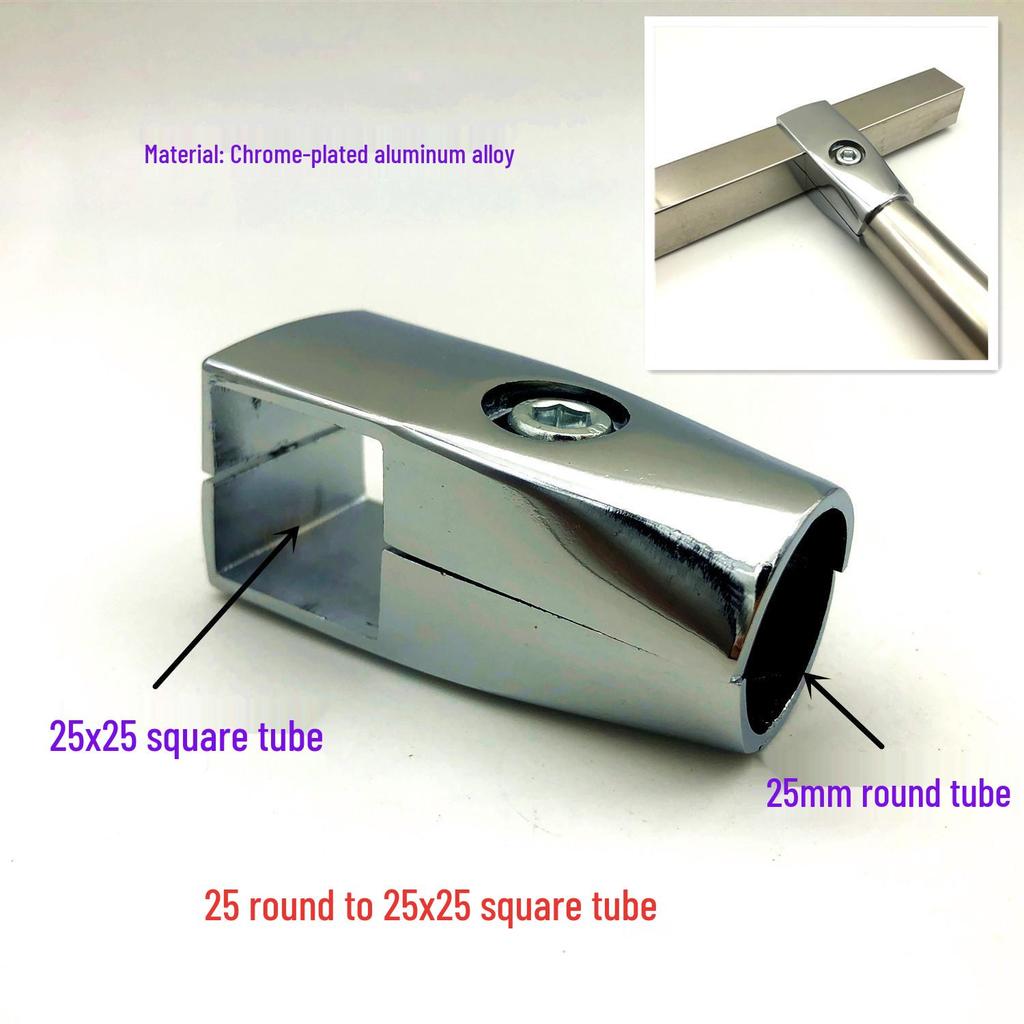 Stainless Steel Two-Way Adapter for 32/25 to 25/22 Round Tube - Clothes Rack Connector