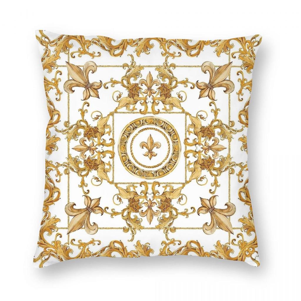 Golden Lion Damask Ornament Pillowcase Printing Cushion Cover Decorations Baroque Throw Pillow Case Cover Home Zippered 45*45cm