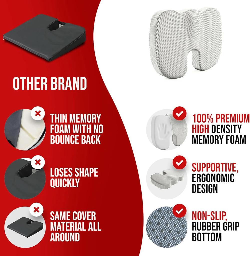 Pernă de birou din bumbac cu memorie ergonomică Pernă de hemoroizi Pernă de scaun Artefact sedentar Perna de fund pentru student