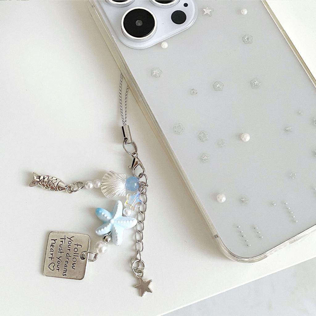 Stylish Beaded Fish Phone Chain Multifuntional Beads Accessory Keyring Decors Phone Strap for Fashion Enthusiasts