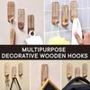 3 Stück verdickte reine Holz-Wandhaken mit Metallverstärkungen, strapazierfähige Kleider-Rucksack-Haken, Heimdekoration