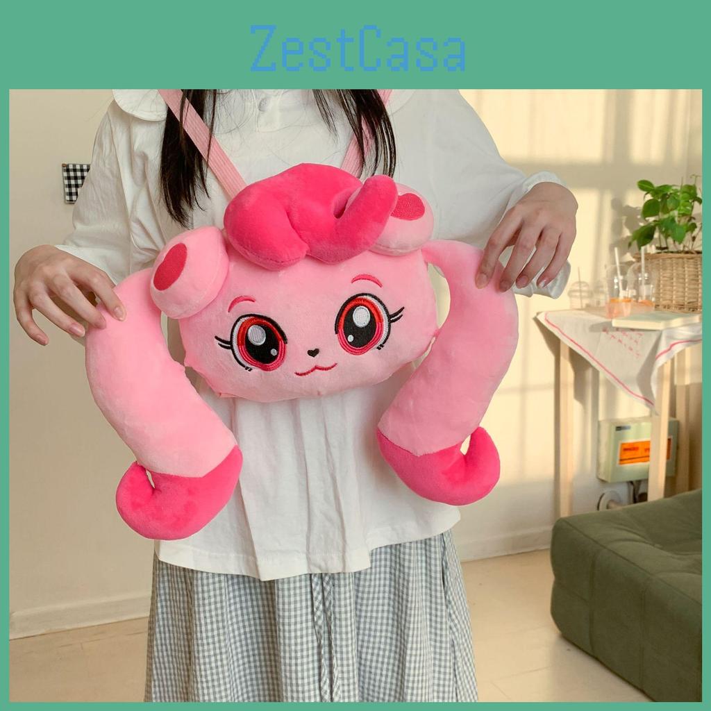 Plush Pink Pony Doll Backpack Top Handle Open Pocket Girls School Bags Student