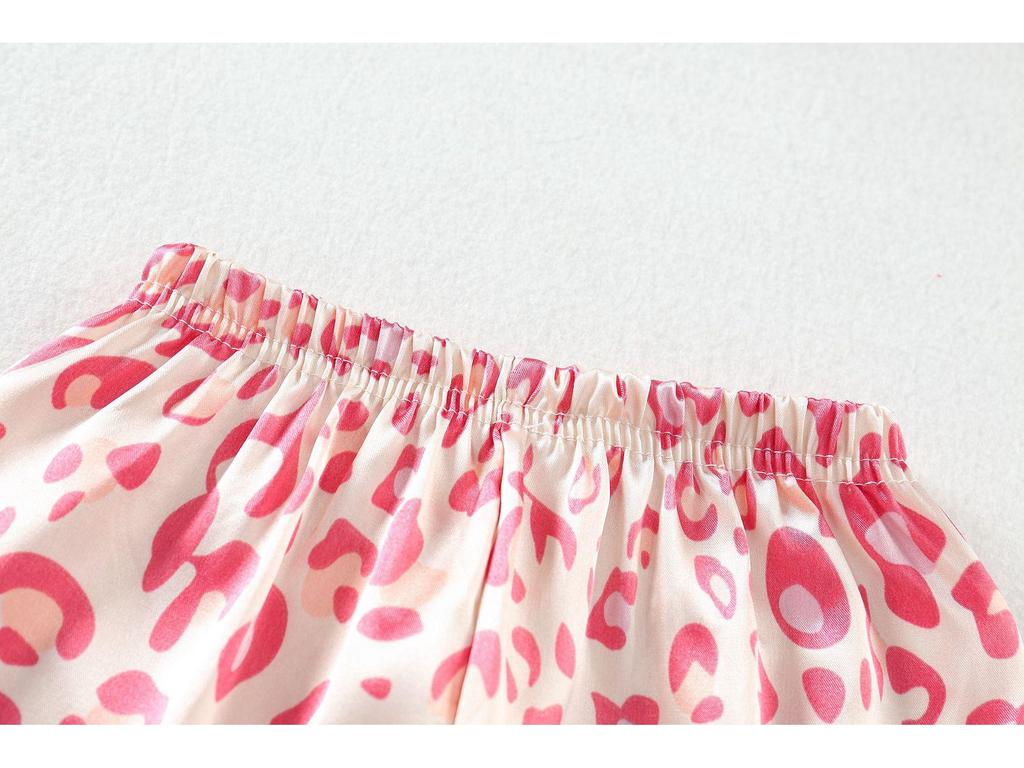 Leopard Print Silk Pajama Set - Long Sleeve for Children (Spring to Autumn)