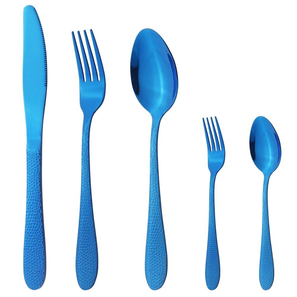 5Pcs Rainbow Flatware Cutlery Set Stainless Steel Dinnerware Set Knife Dessert Fork Spoon Tableware Home Kitchen Silverware Set