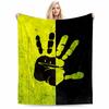 Yellow and Black Handprint Design for all seasons blanket lunch break throw gift